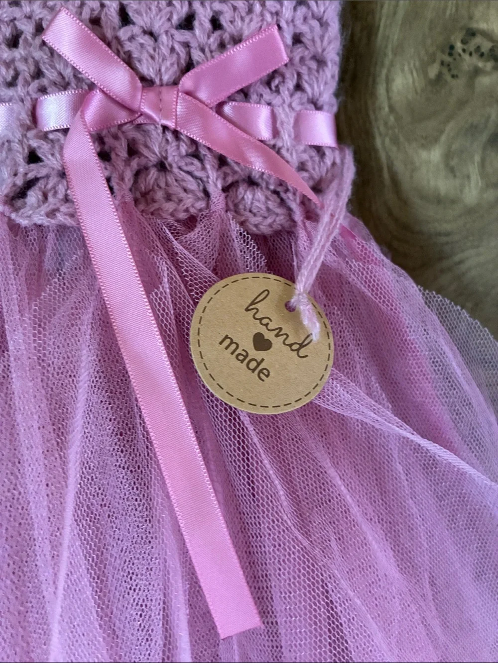 Handmade Pink Tulle Dance Dress with Crochet Bodice